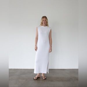 Honest Cotton‎ RIBBED KNIT DRESS One Size White Sleeveless